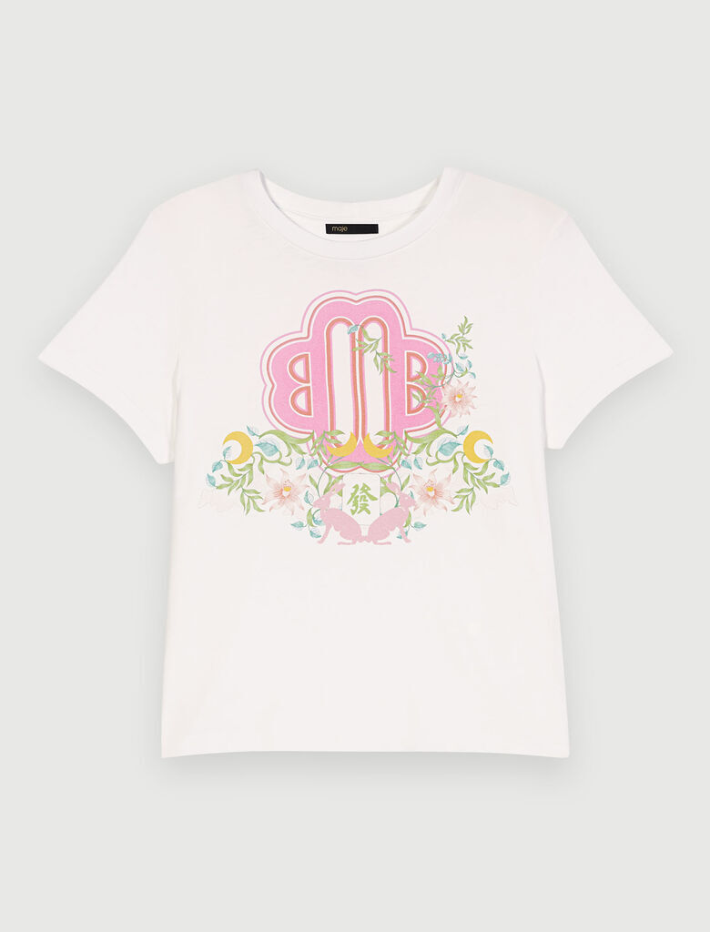 T-shirt with Clover print White for Women | Maje