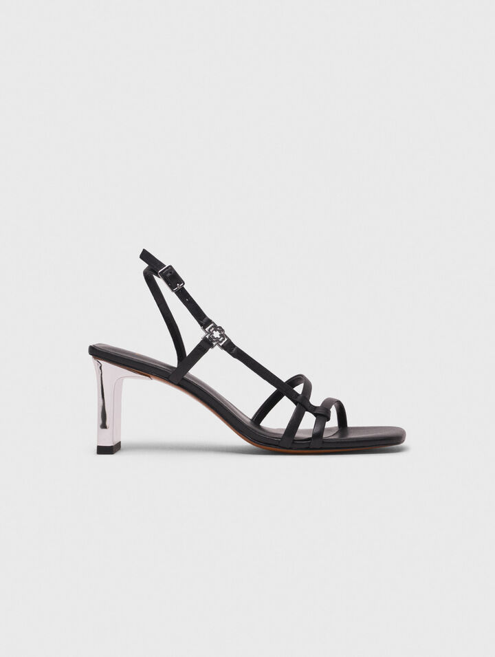 Metallic heel strappy sandals
