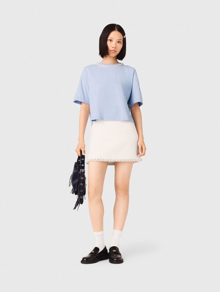 Jewellery neck T-shirt