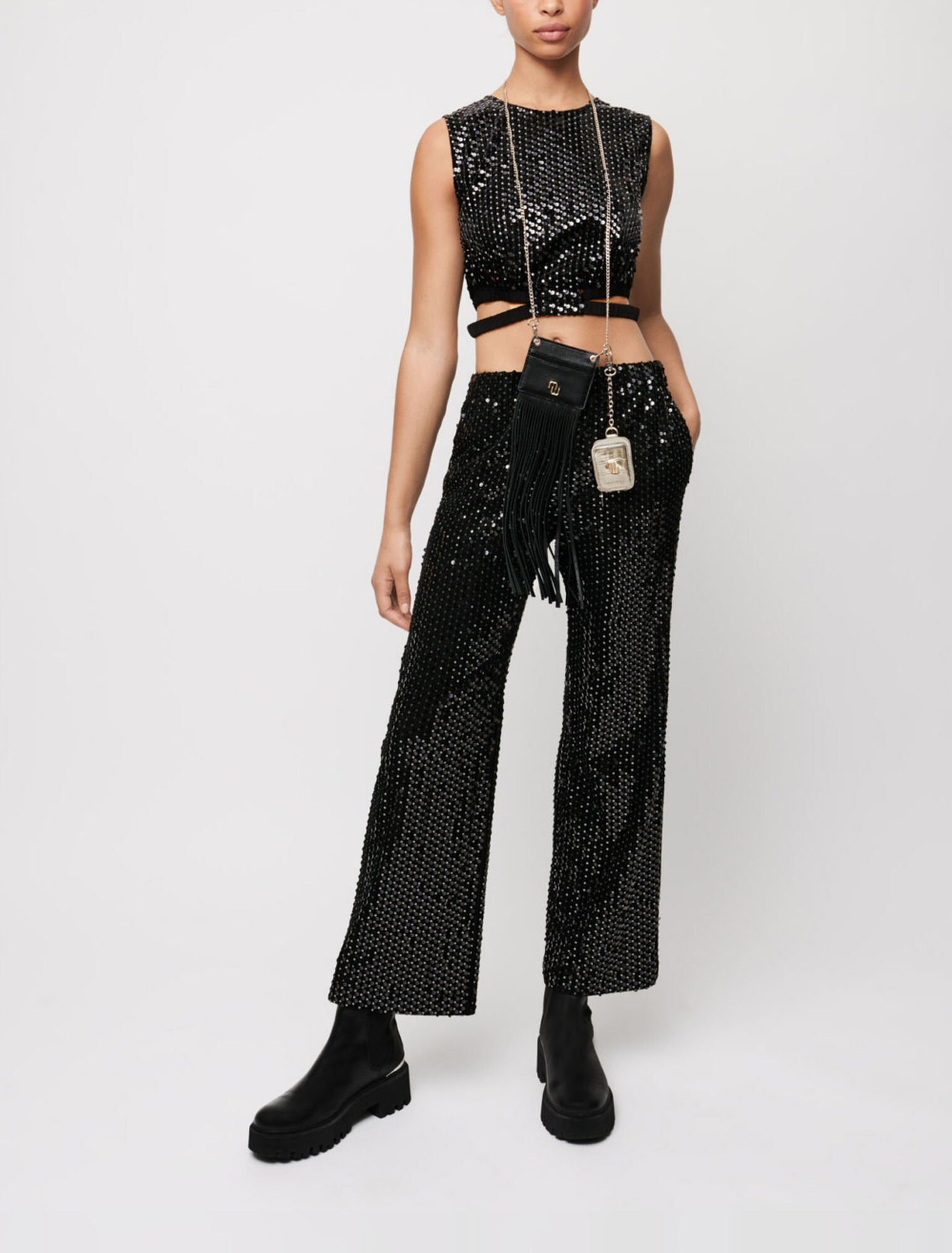 Wide-leg straight-leg pants