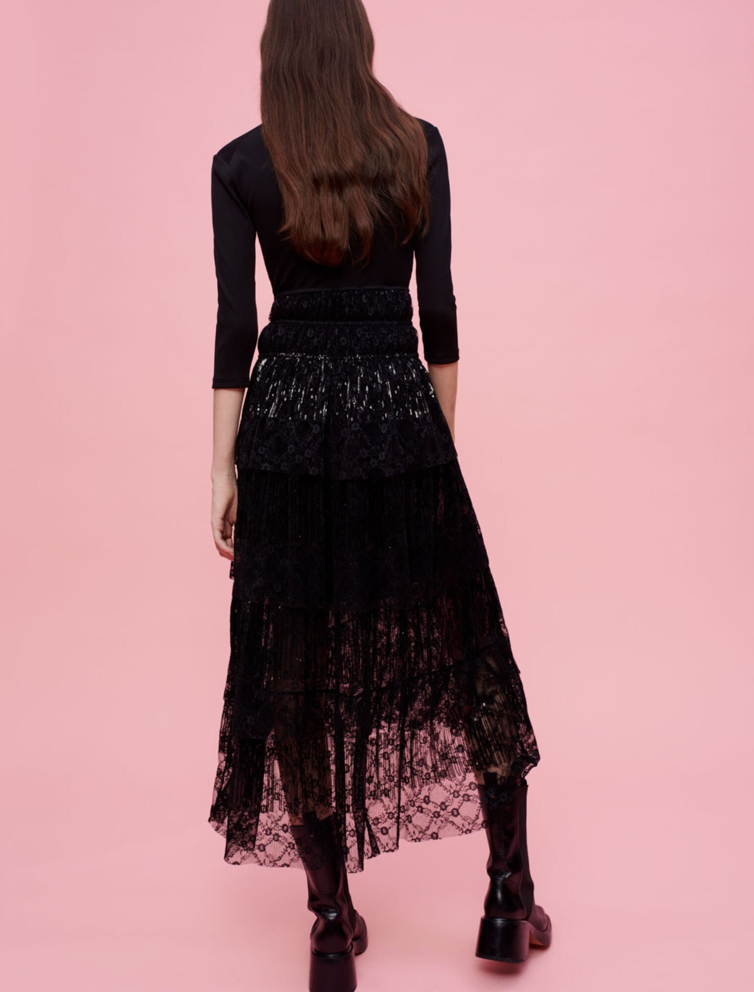 Sequin lace and jersey mix dress