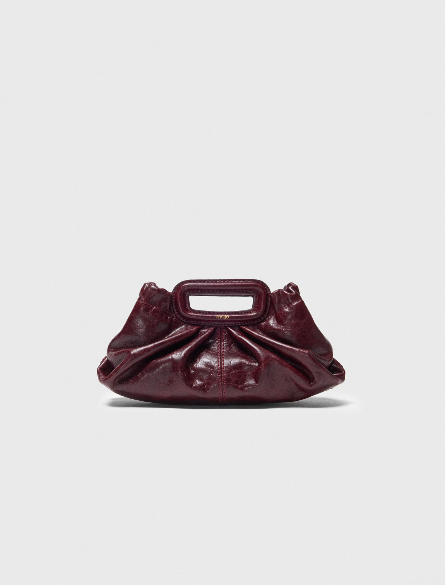 Mini crackled leather clutch