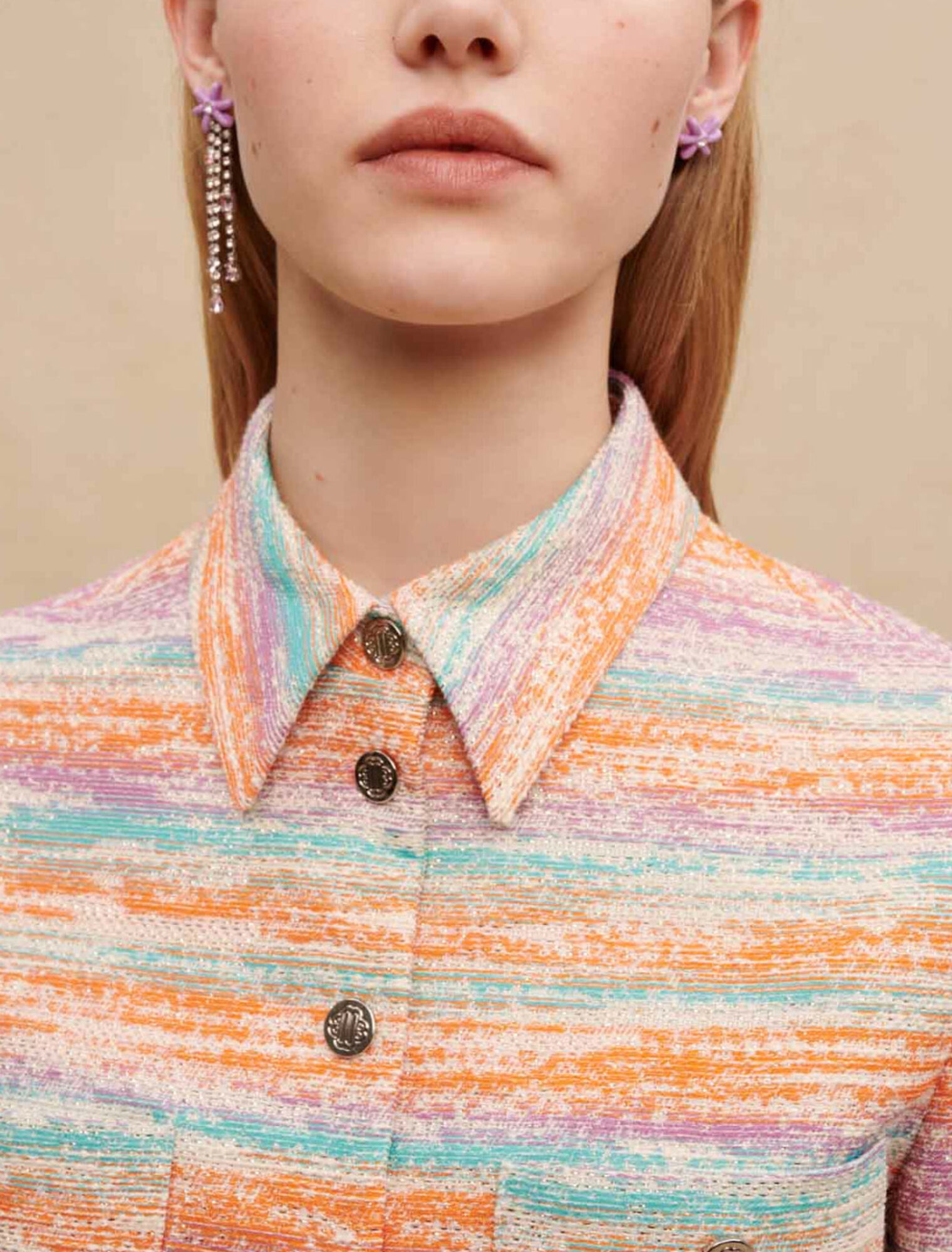 Short jacket in shiny tweed