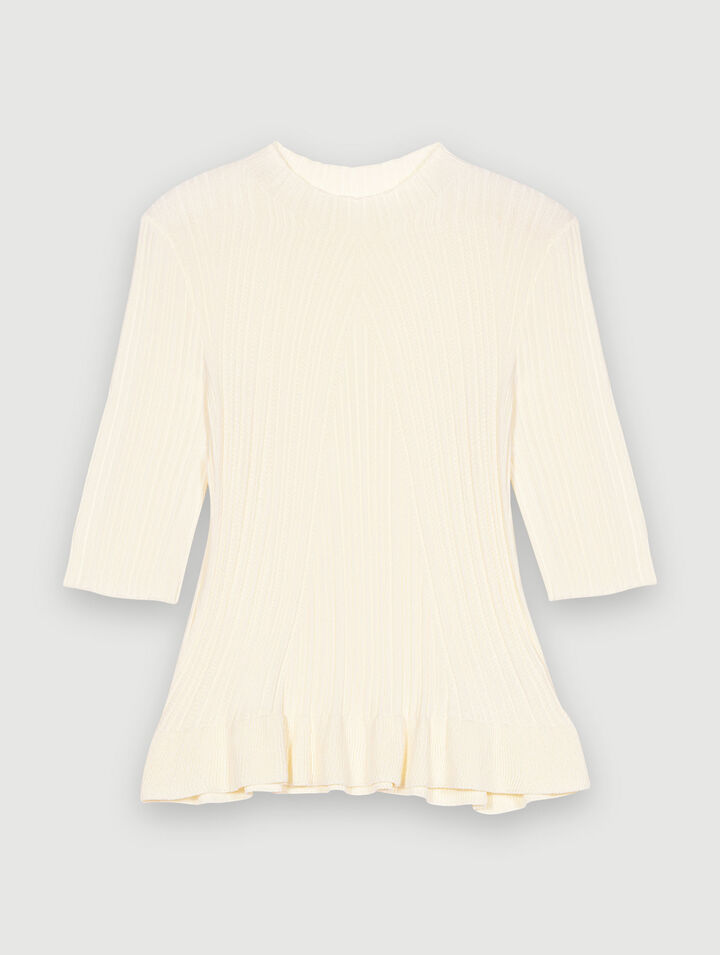 Ruffled knit pullover