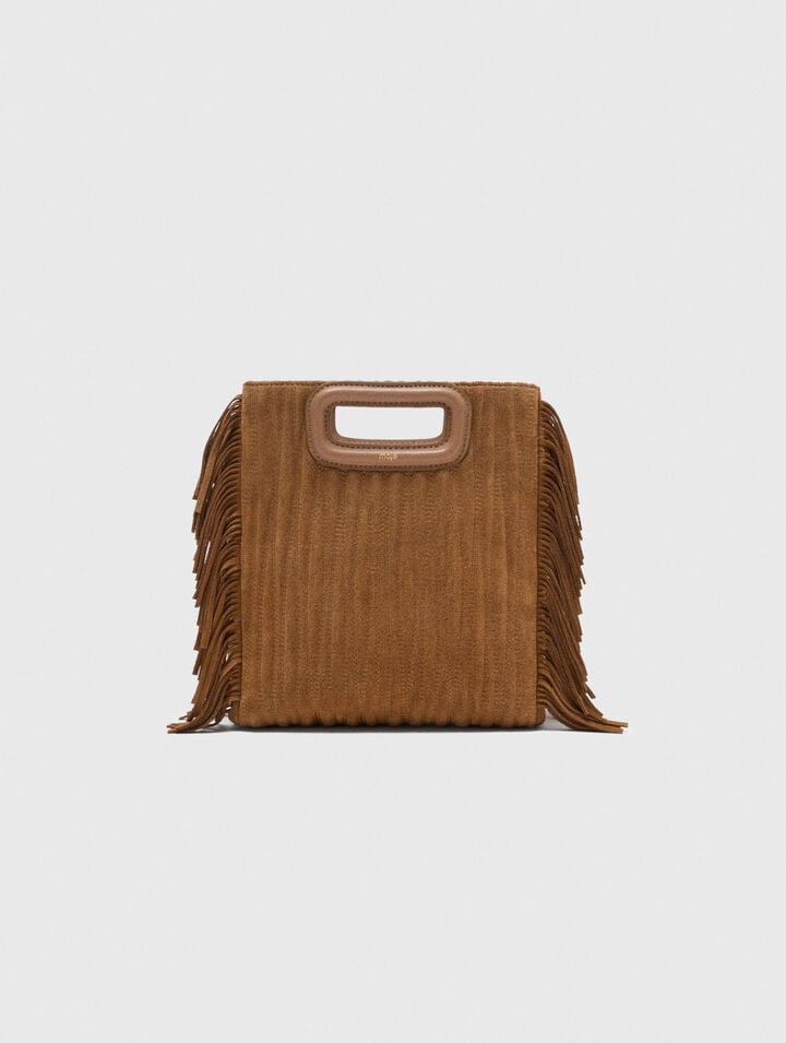 Quilted suede M bag