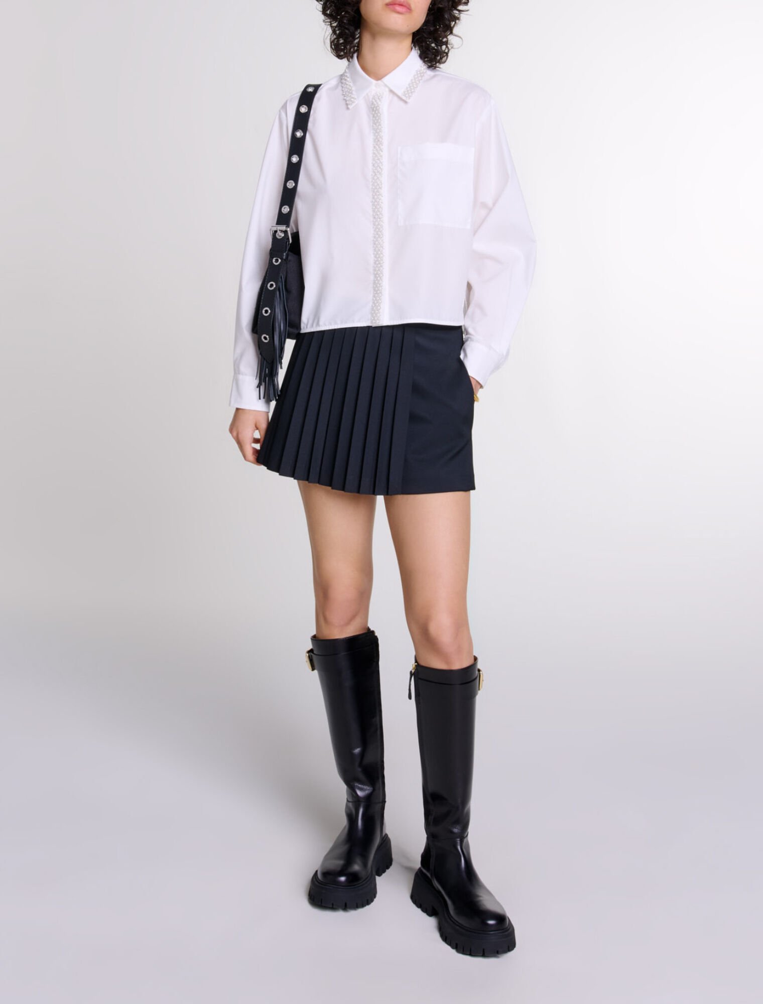 Beaded cropped shirt