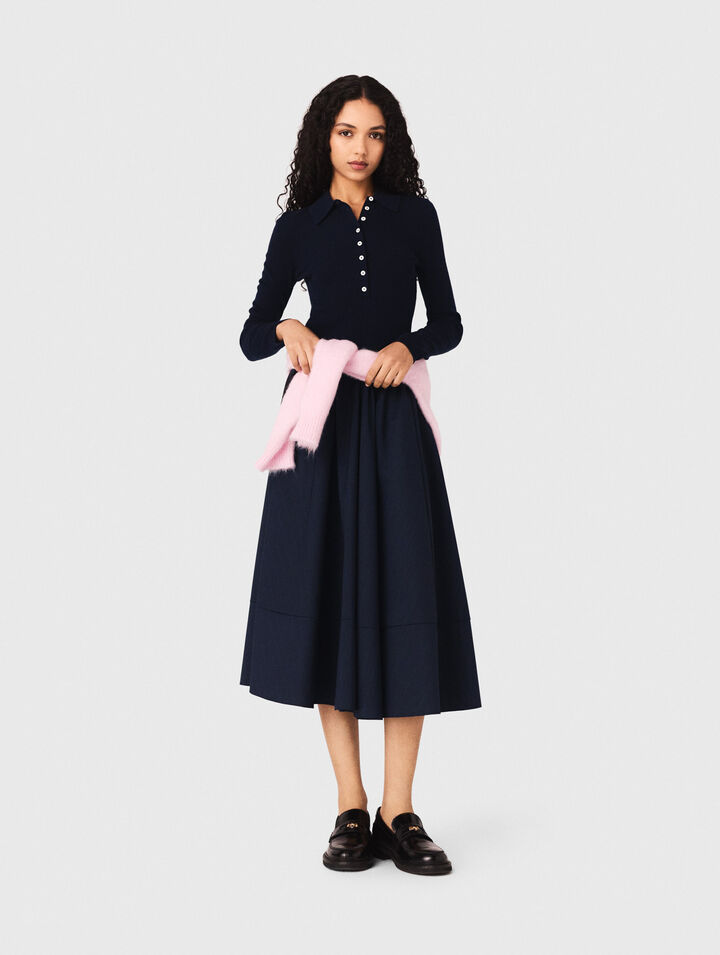 Polo collar ribbed jumper