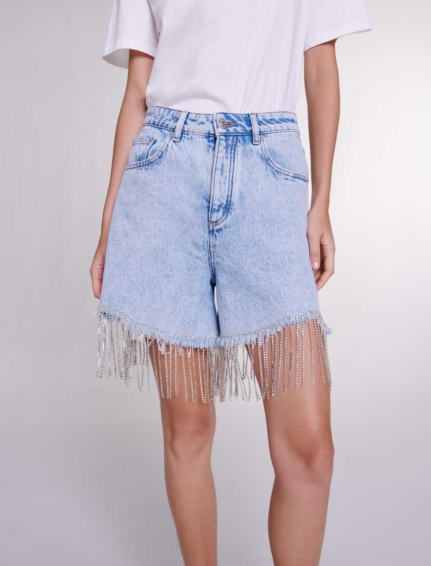 ハンドメイド ★メメ様★ Rhinestone denim shorts