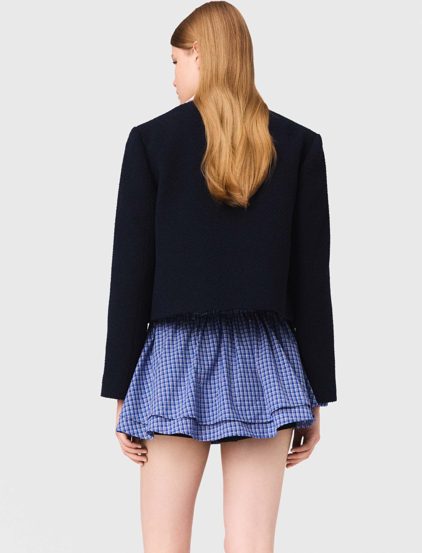 Short tweed jacket, removable col Blue for Women | Maje
