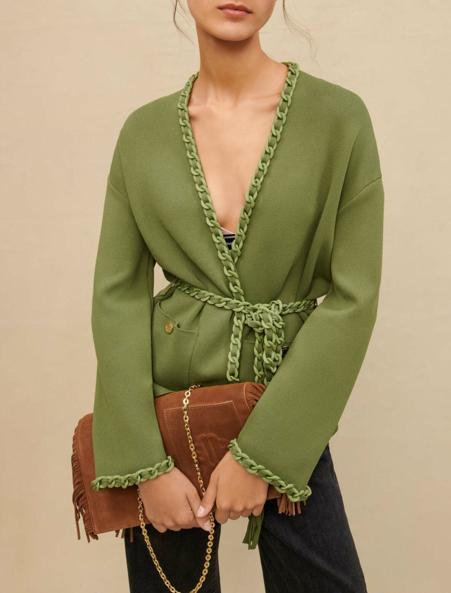 Cardigan with braided trim