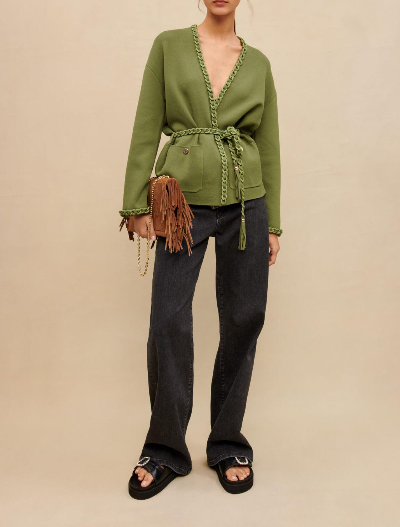 Cardigan with braided trim