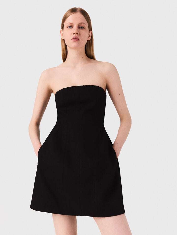 Short strapless linen dress