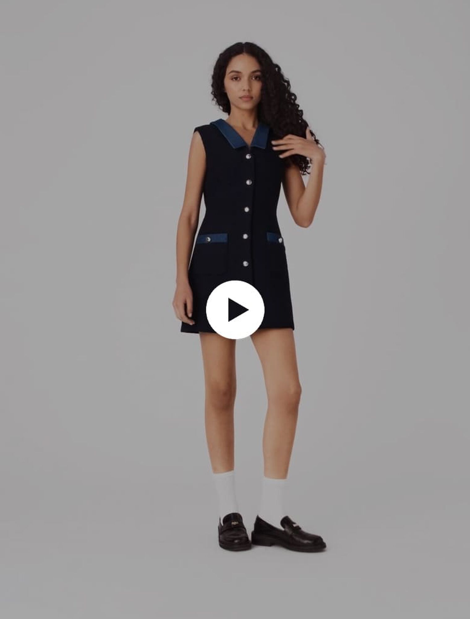 Tweed dress with denim details