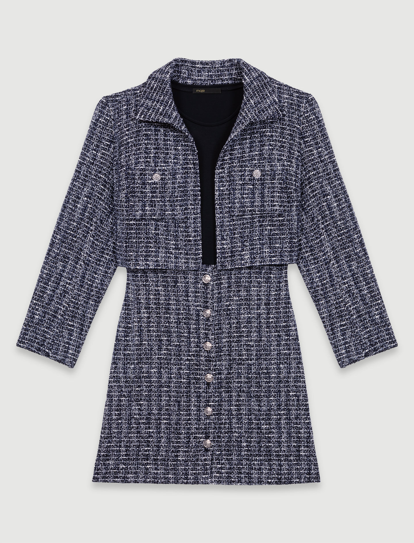 2-in-1 tweed dress - Short dresses | Maje