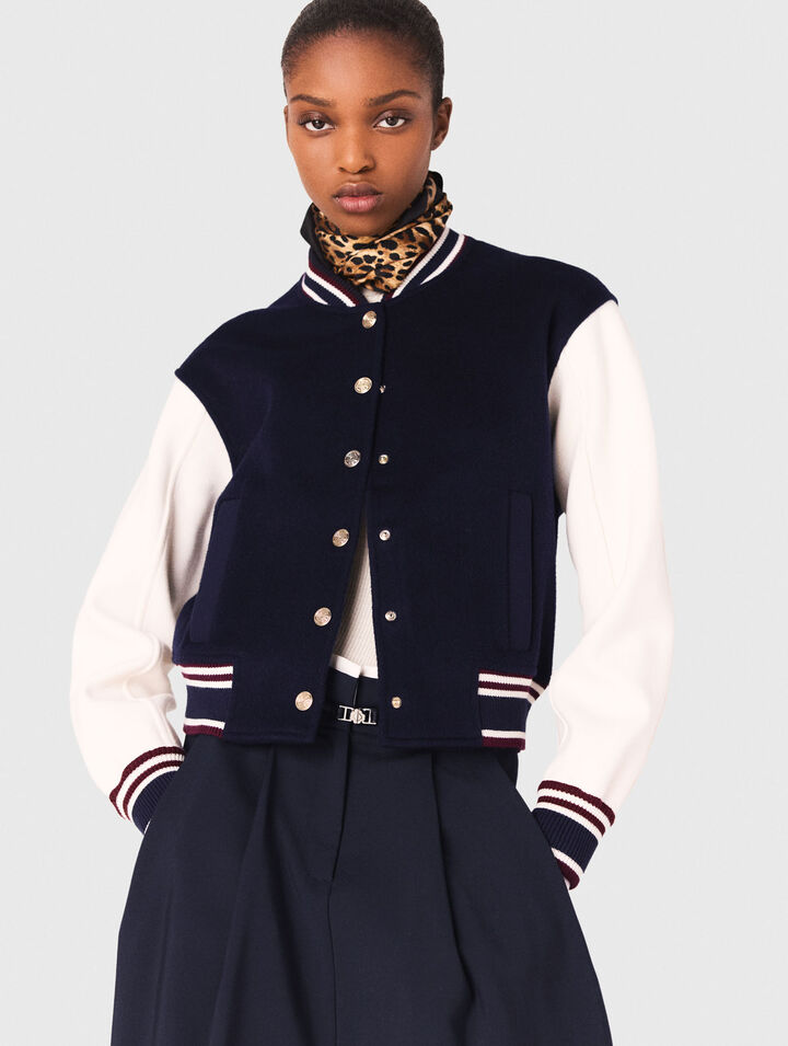 Mixed fabric bomber