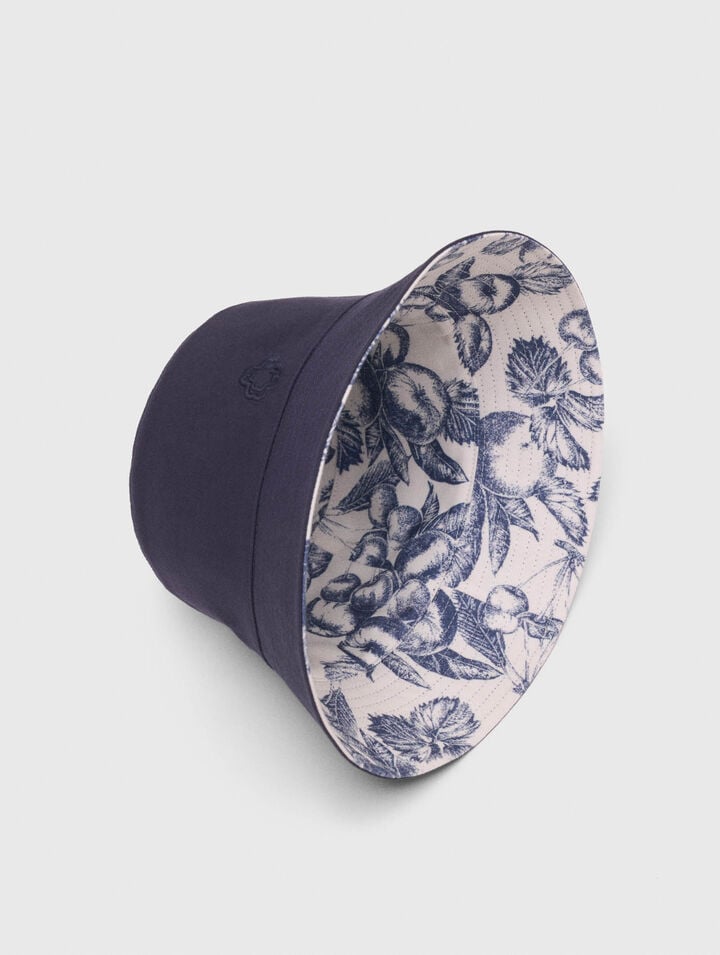 Reversible fruit print bucket hat