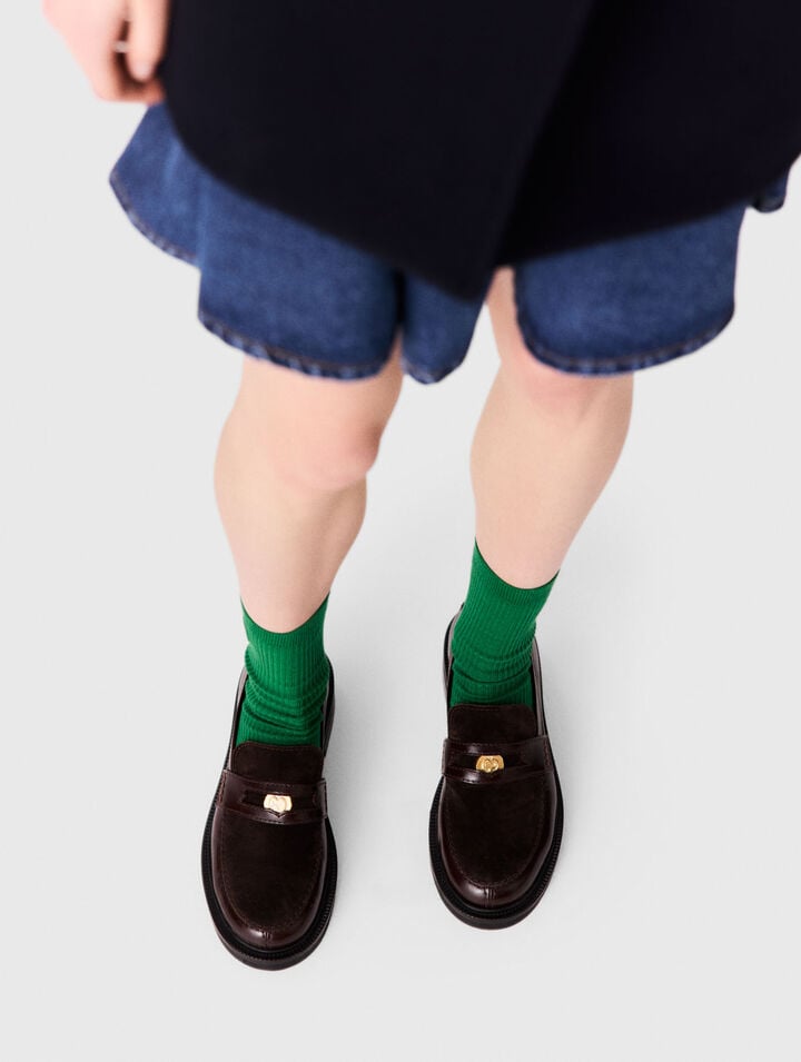 Leather and suede loafers