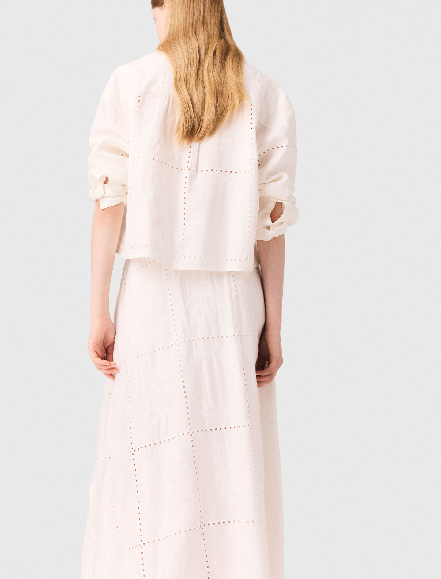Embroidered midi skirt White for Women | Maje