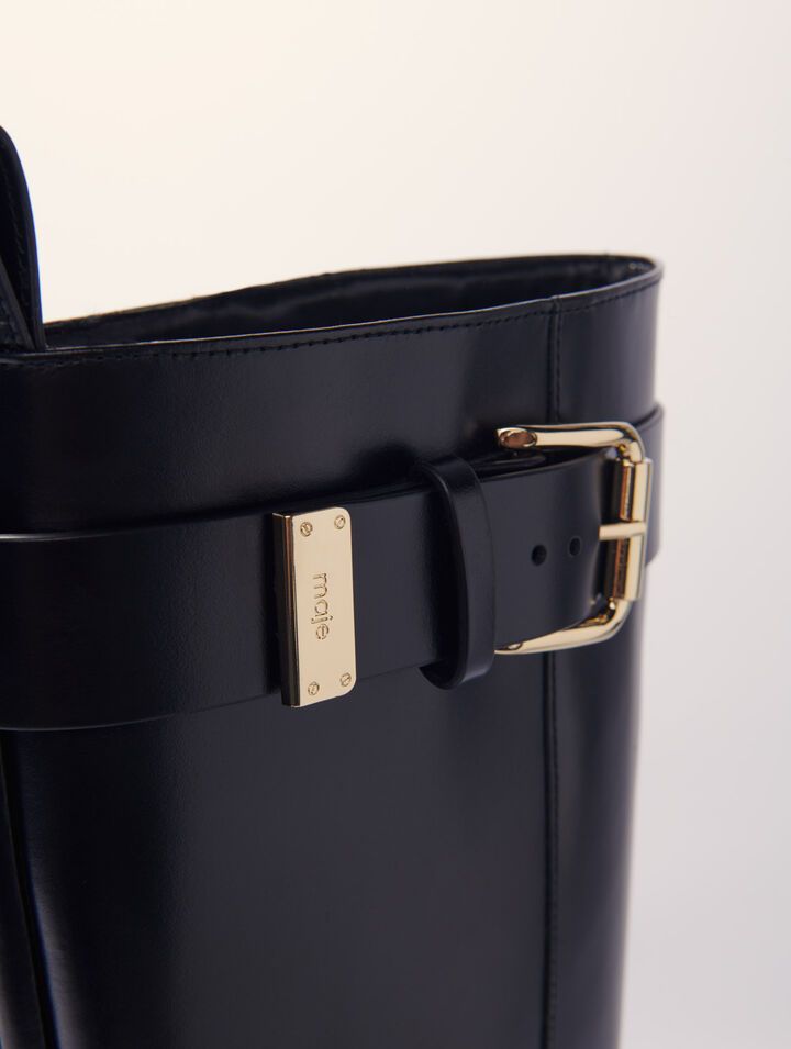 Buckled leather boots