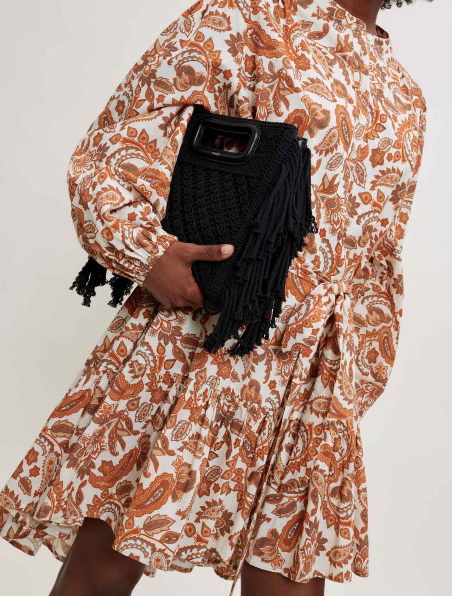 Belted dress in printed cotton