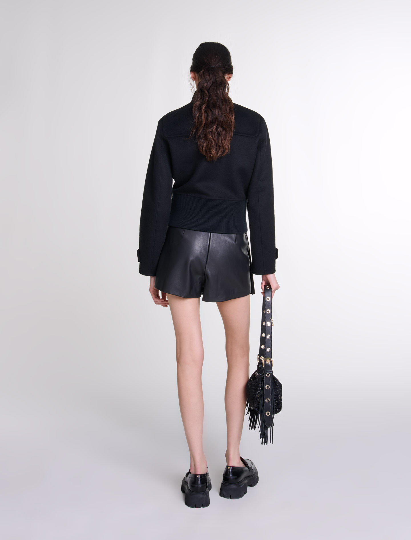 Dark Stone Melange Wool Shirt Jacket - Jackets & Coats