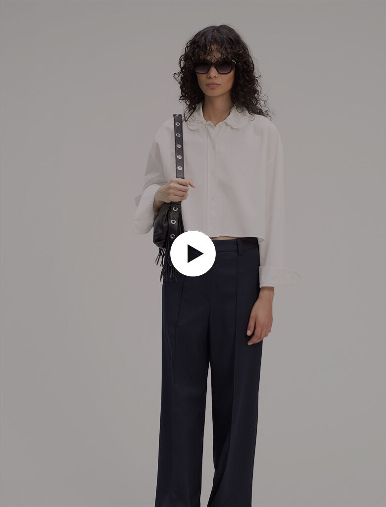 Short shirt with embroidered collar - Short sleeves | Maje