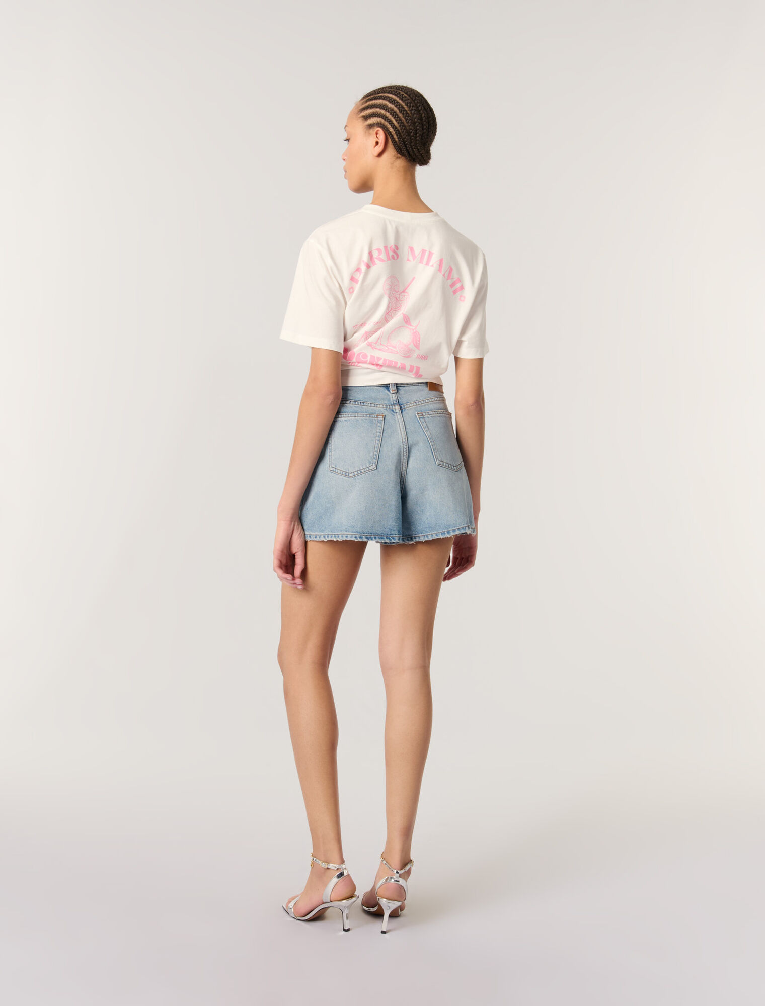 Studded denim shorts