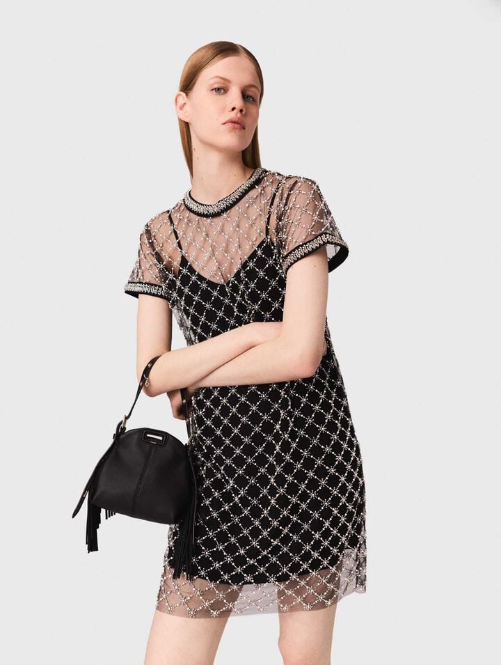 Short embroidered tulle dress