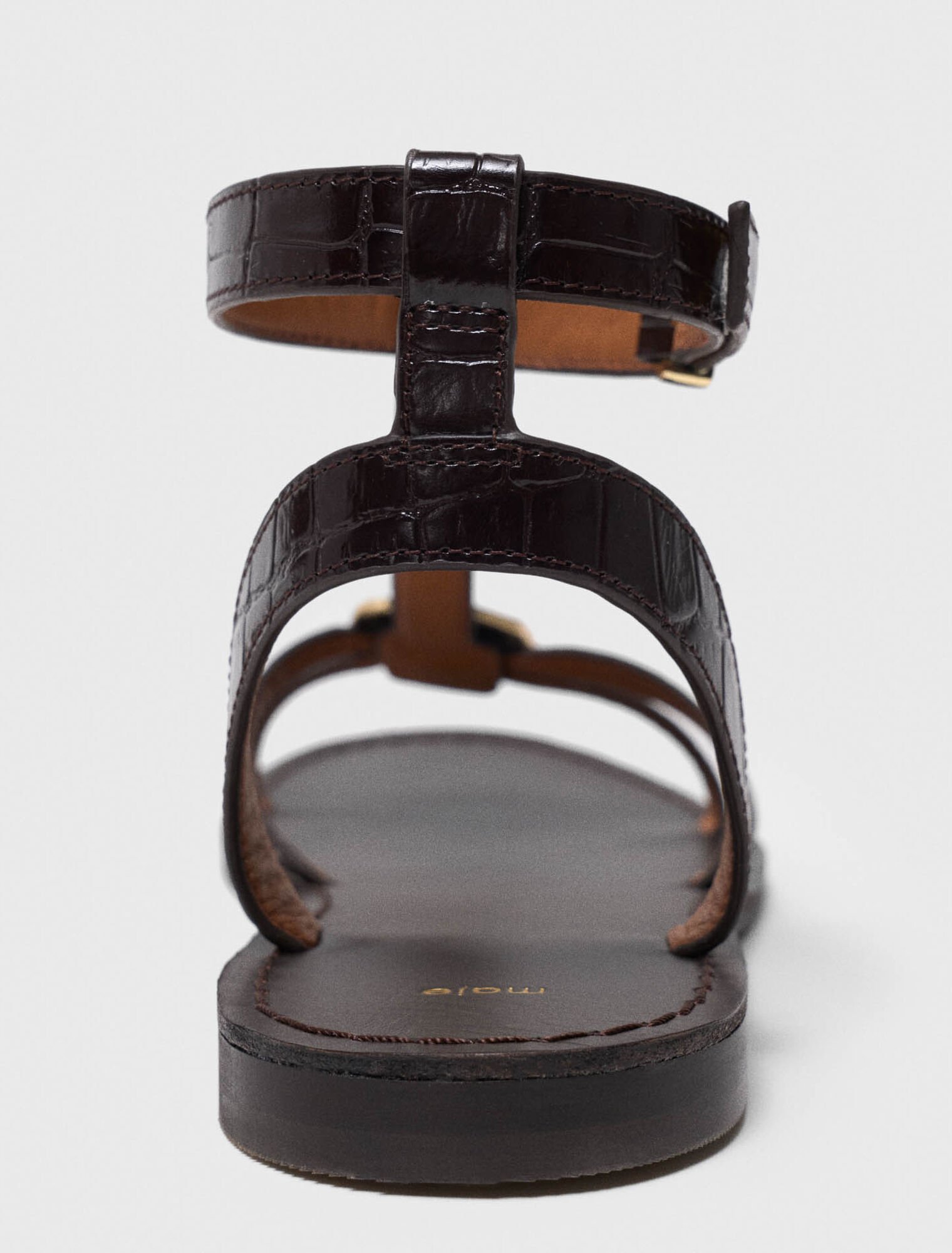 Flat leather strap sandals