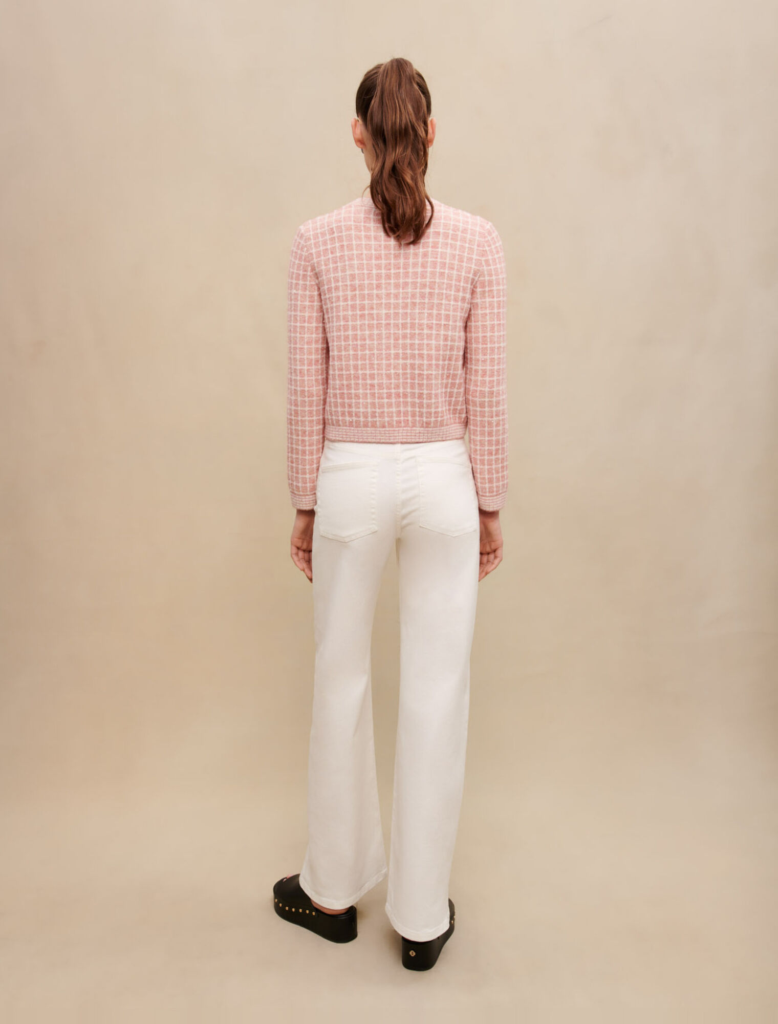 Tweed-style knit cardigan
