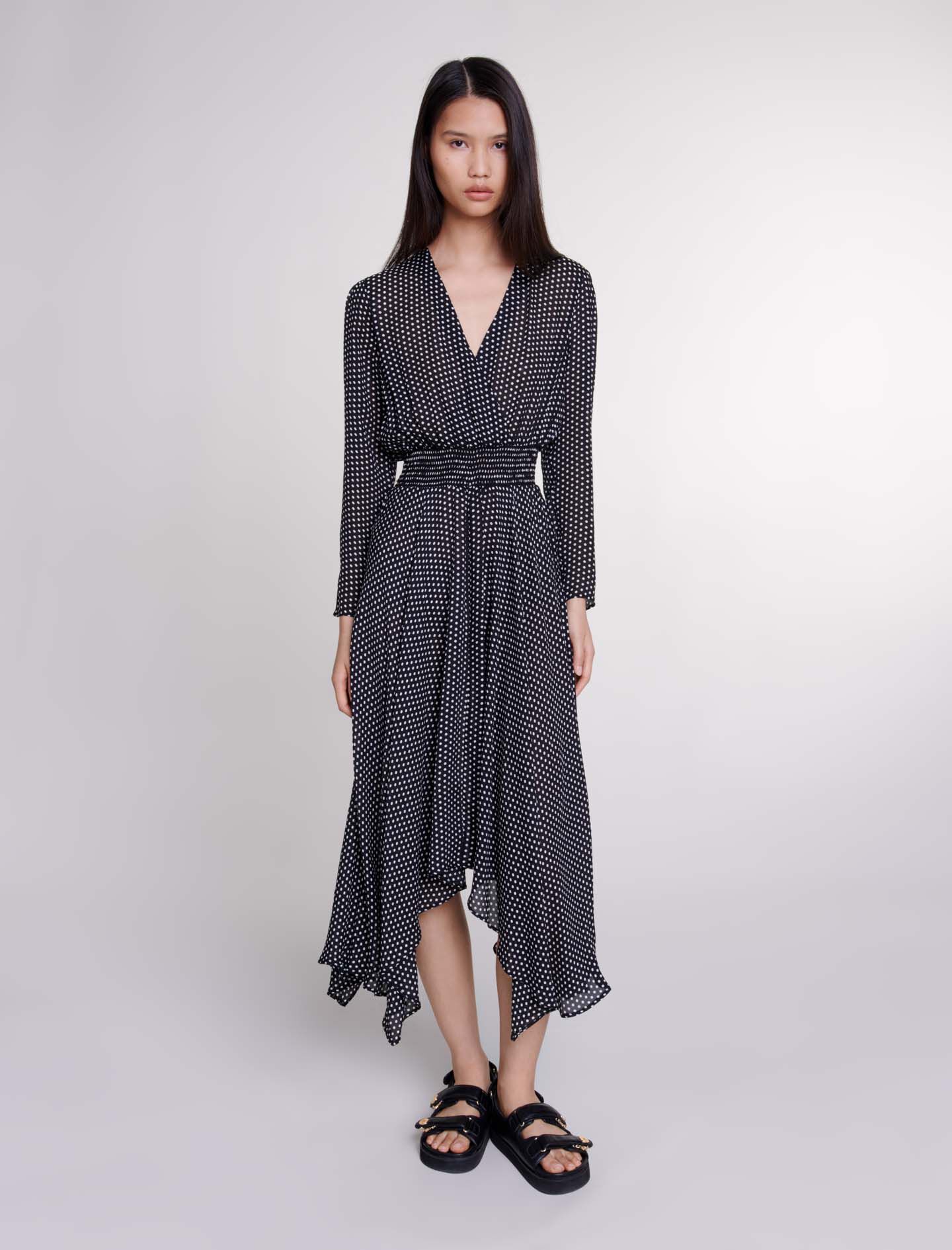 Mid length polka dot dress Maxi dresses Maje