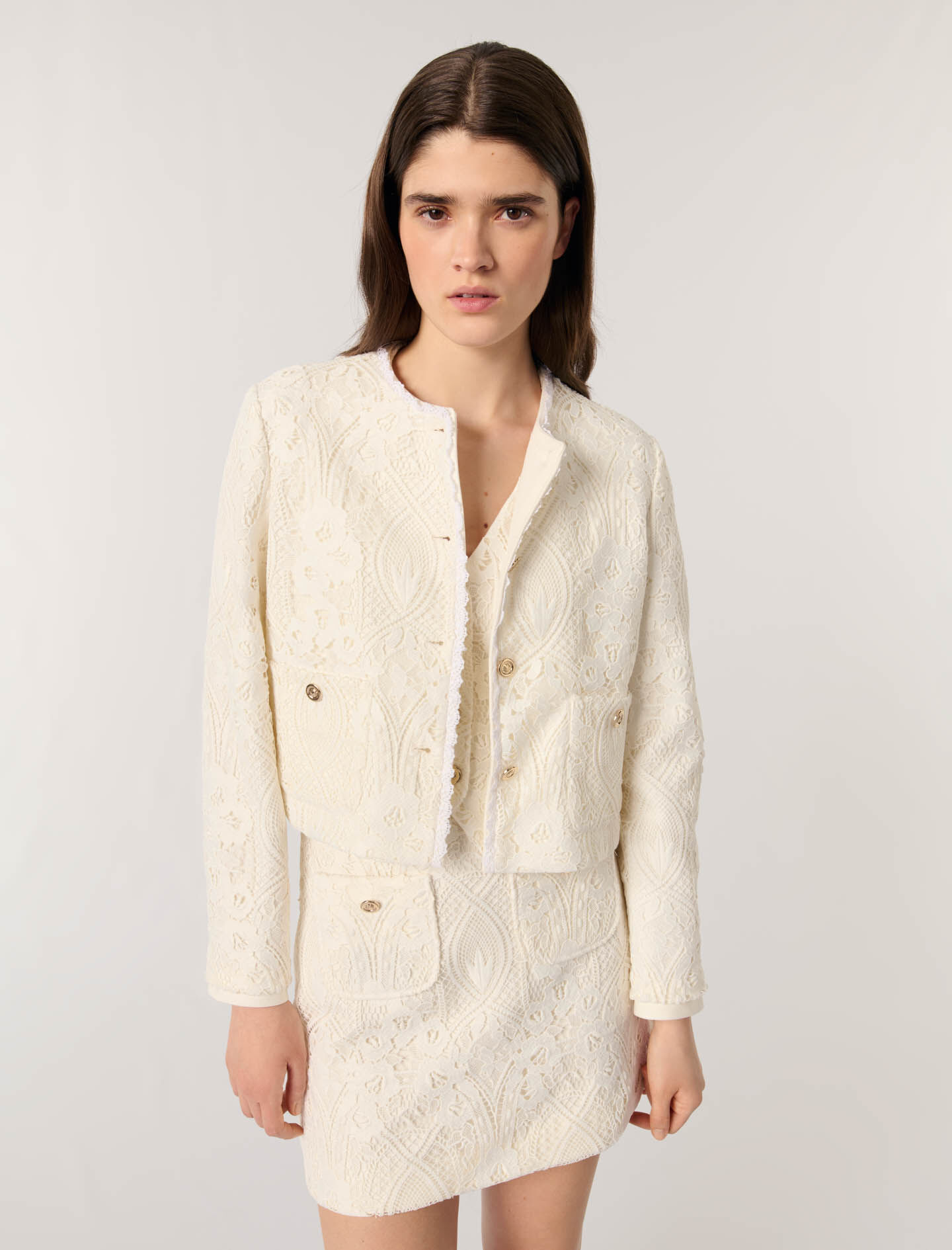 Short guipure jacket White for Women | Maje