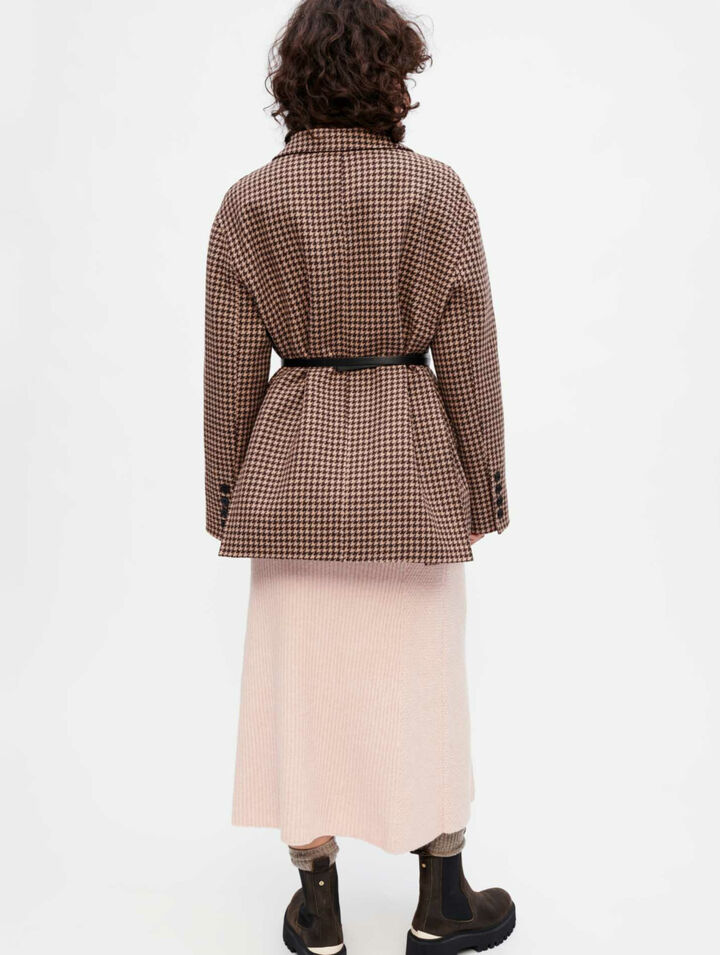 Oversized houndstooth coat