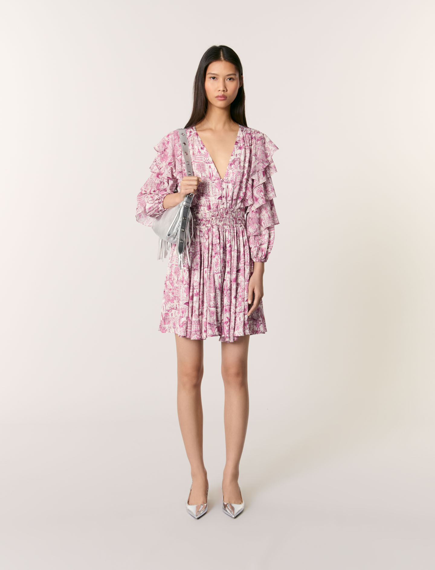 Maje floral print shirt dress best sale