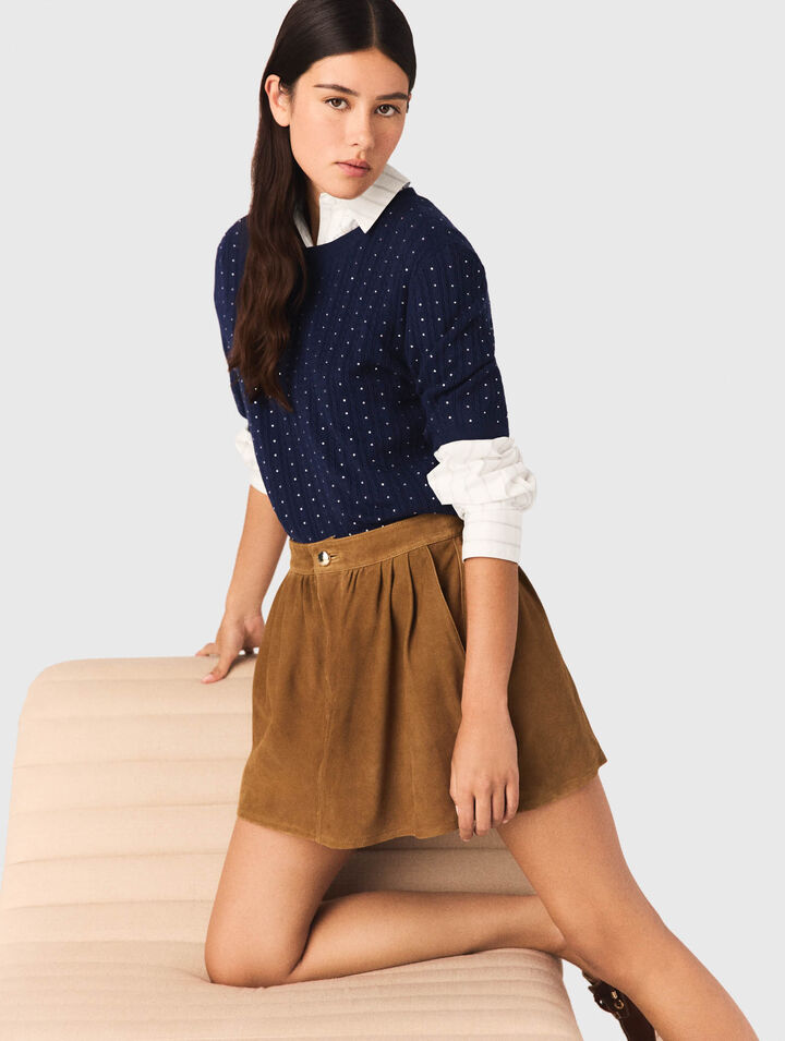 Short suede skirt