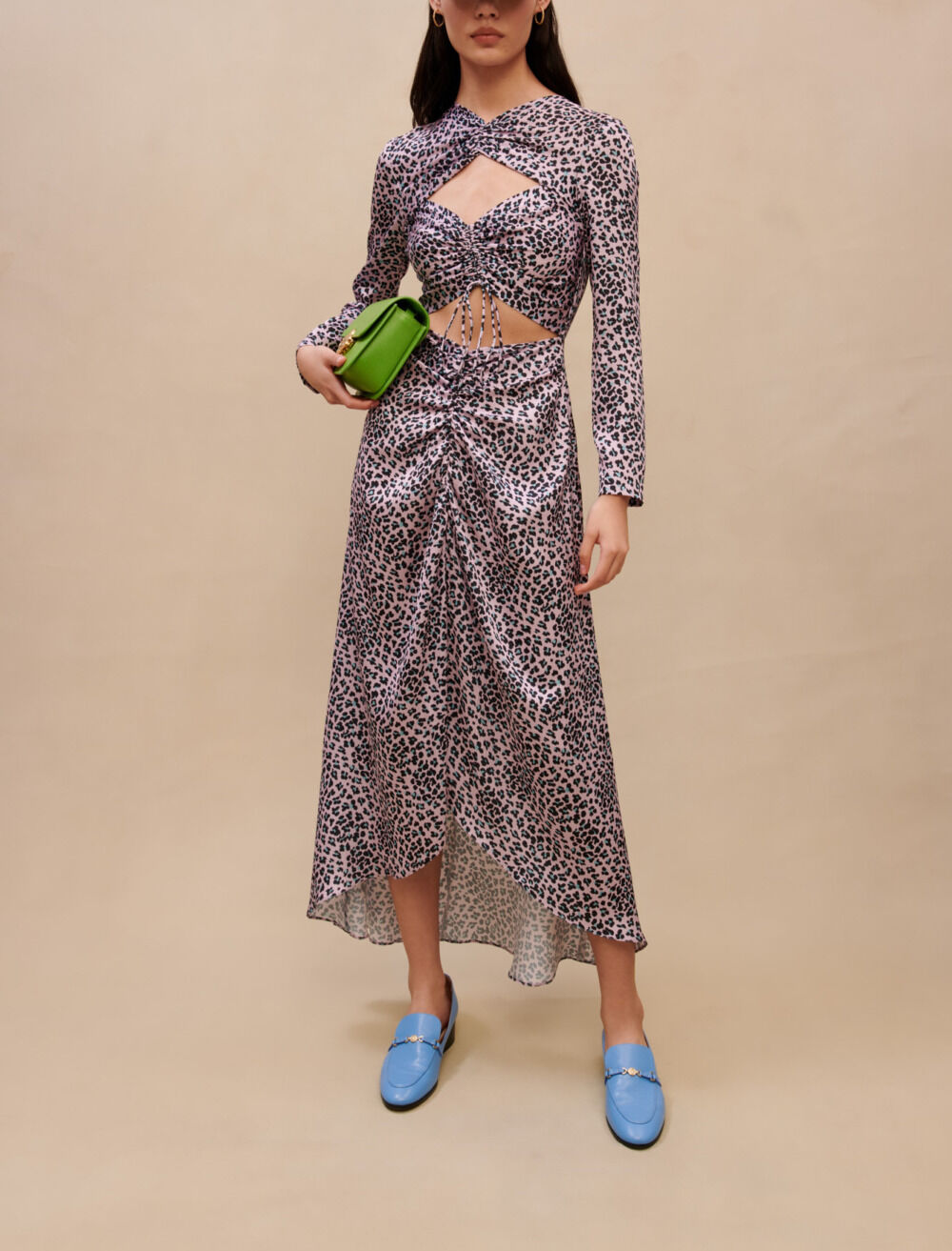 Openwork satin maxi dress Dresses Maje