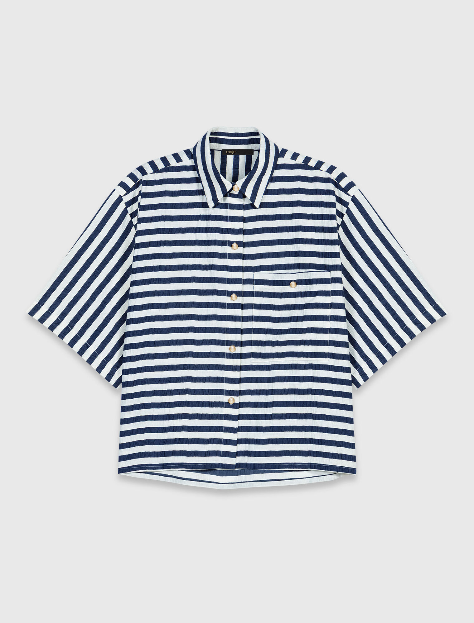 Cropped linen-blend shirt