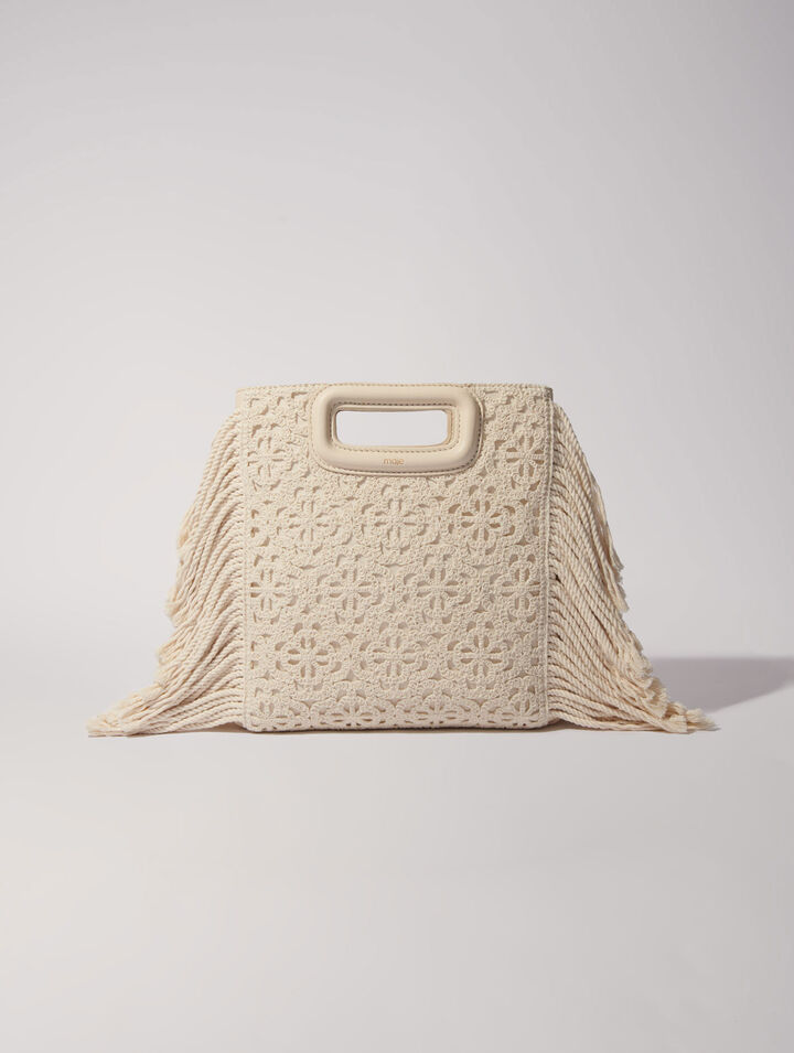Lace-effect embroidered M bag