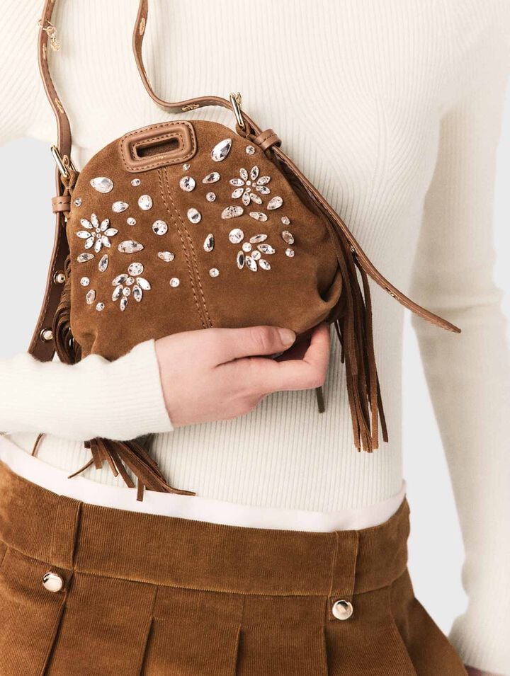 Miss M micro suede bag with rhinestones