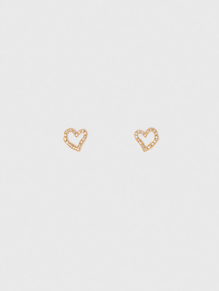 Heart rhinestone stud earrings
