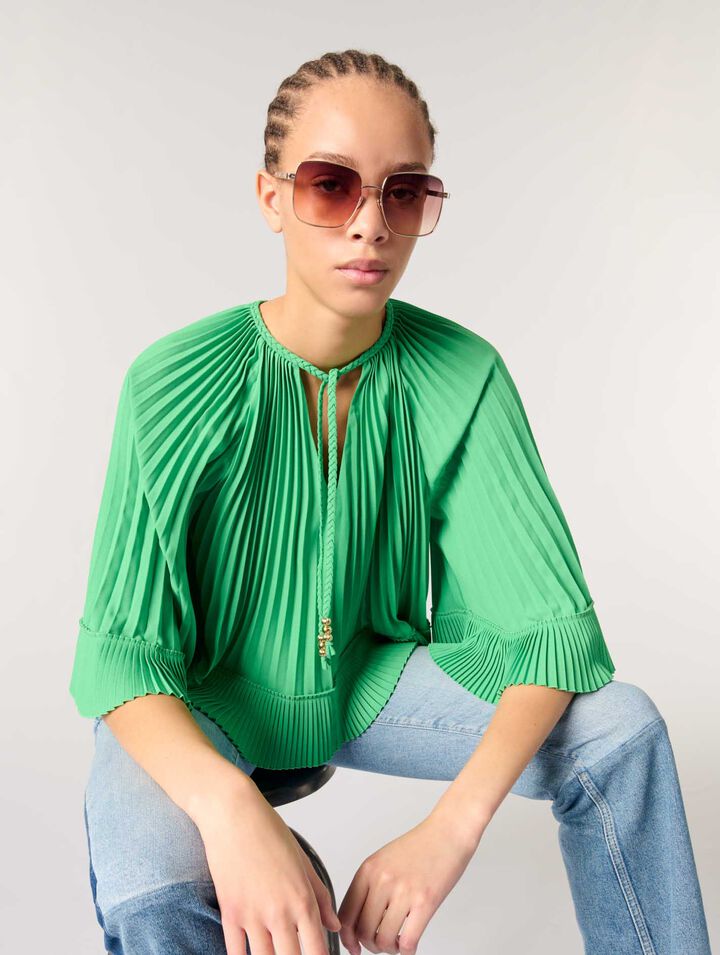 Cape-effect pleated top