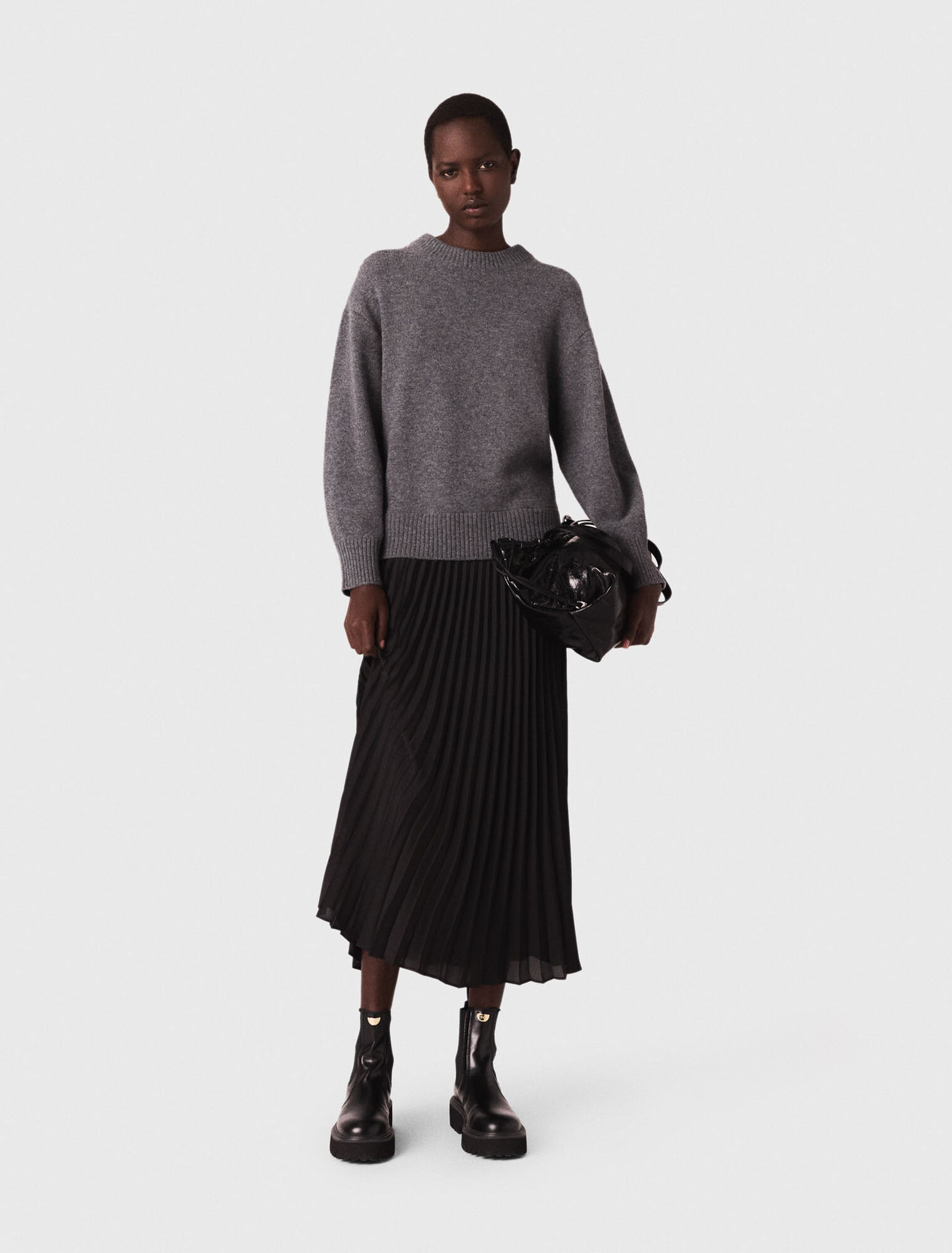 Dual-material maxi dress
