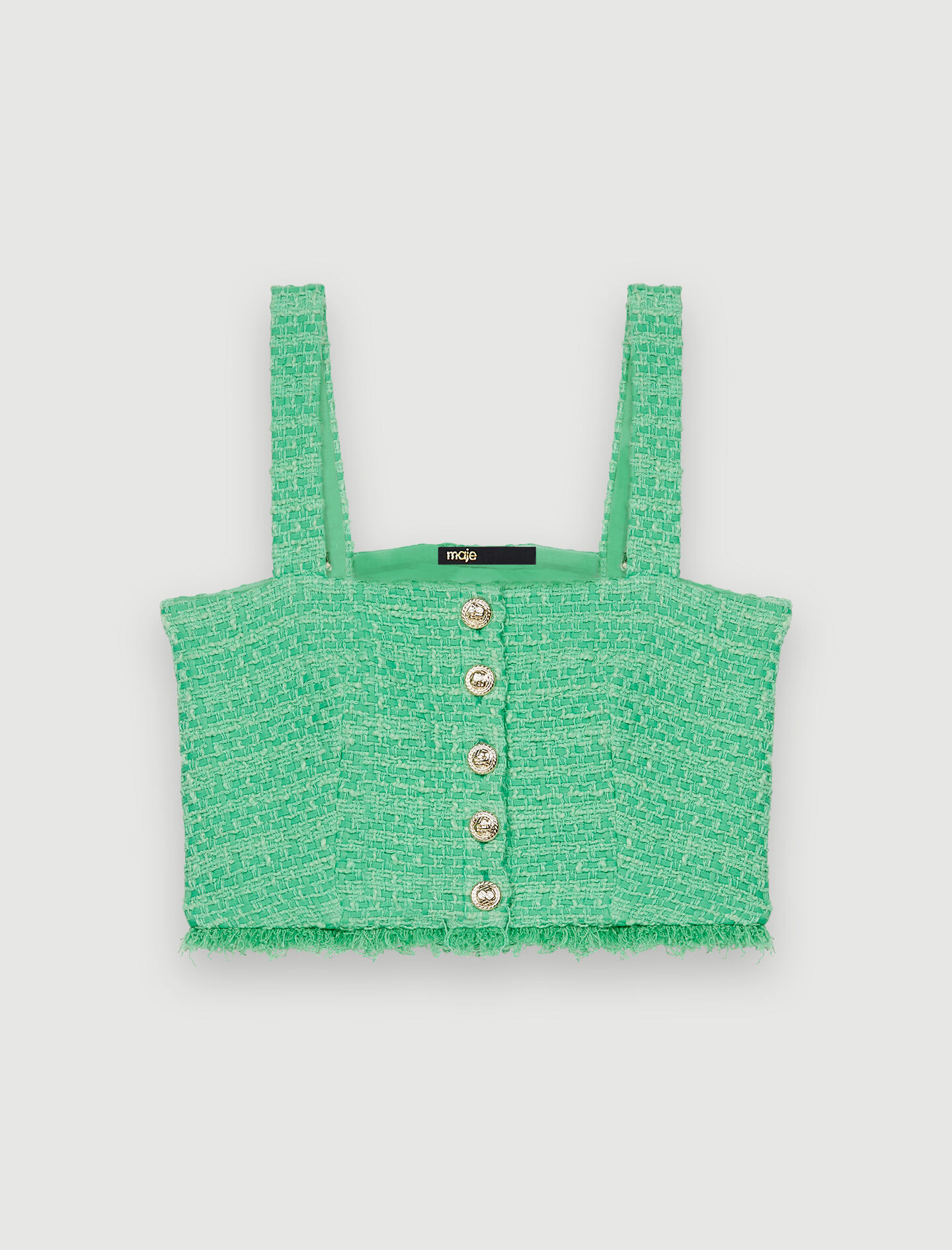 Strapless tweed crop top - Offline_Tops-Shirts | Maje