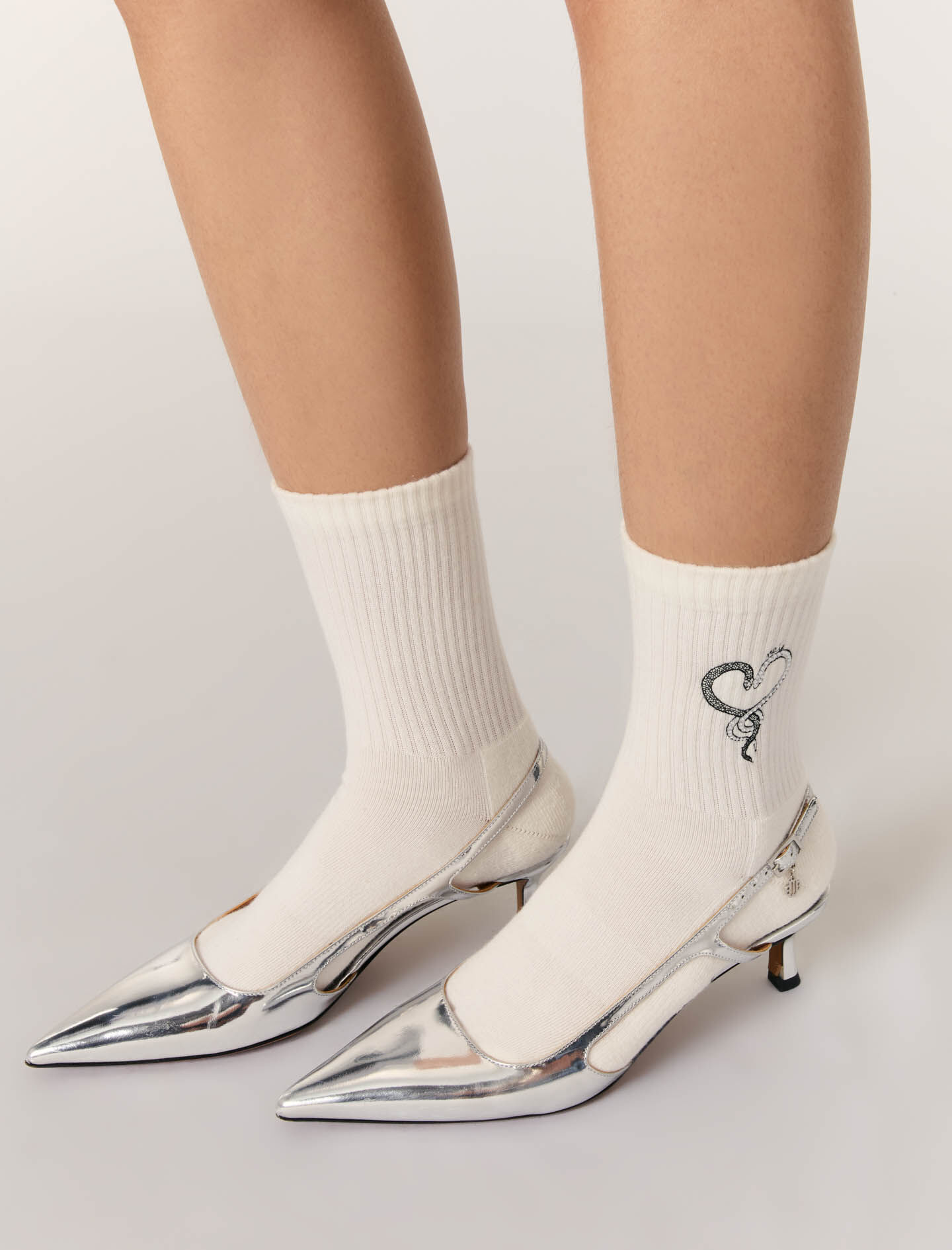 【10％OFF】 Rhinestone socks Maje | Women for White イヤホン