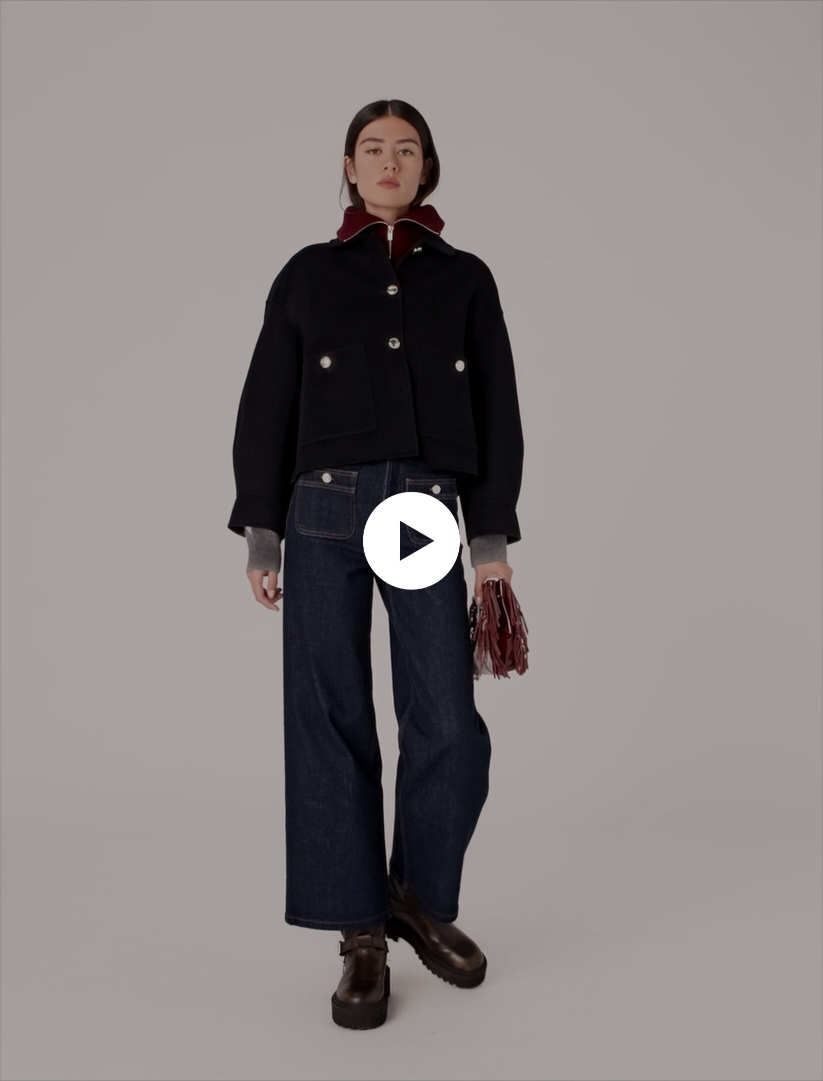 Cropped wool jacket Blue for Women | Maje