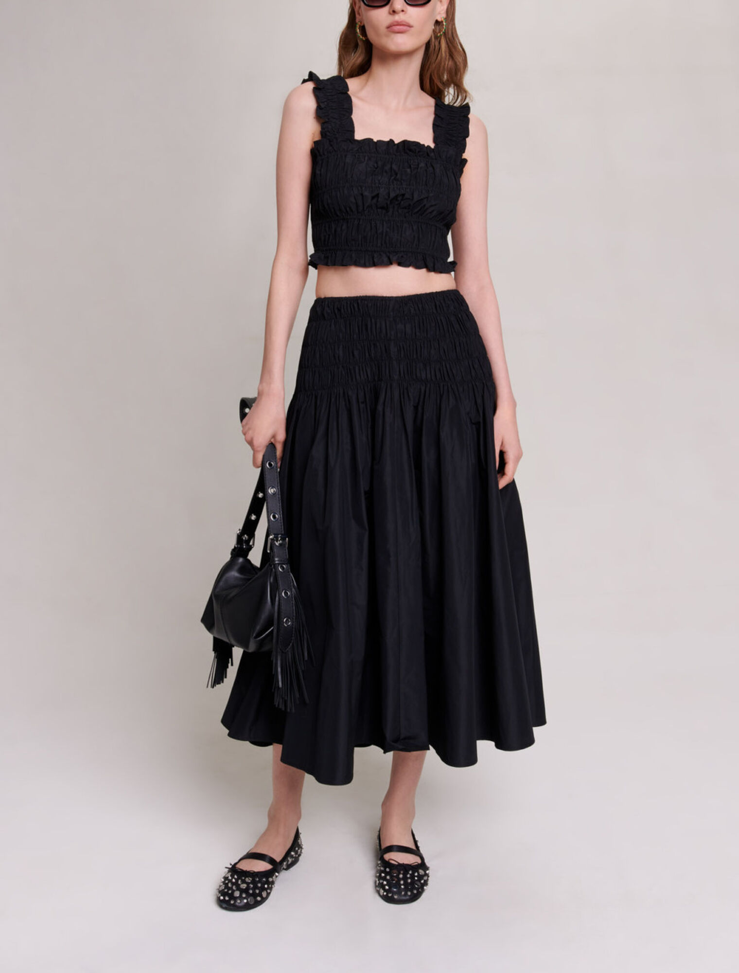 Smocked maxi skirt