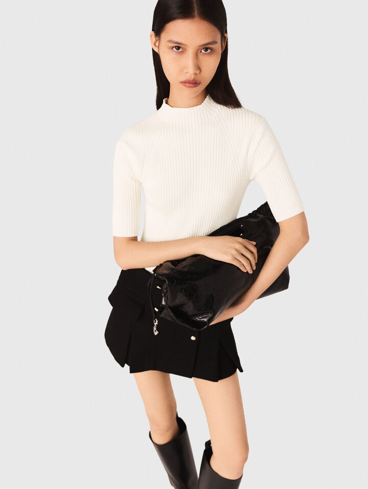 Cotton and silk ribbed top