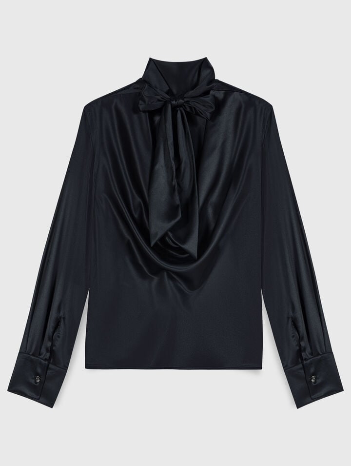 High-neck satin top
