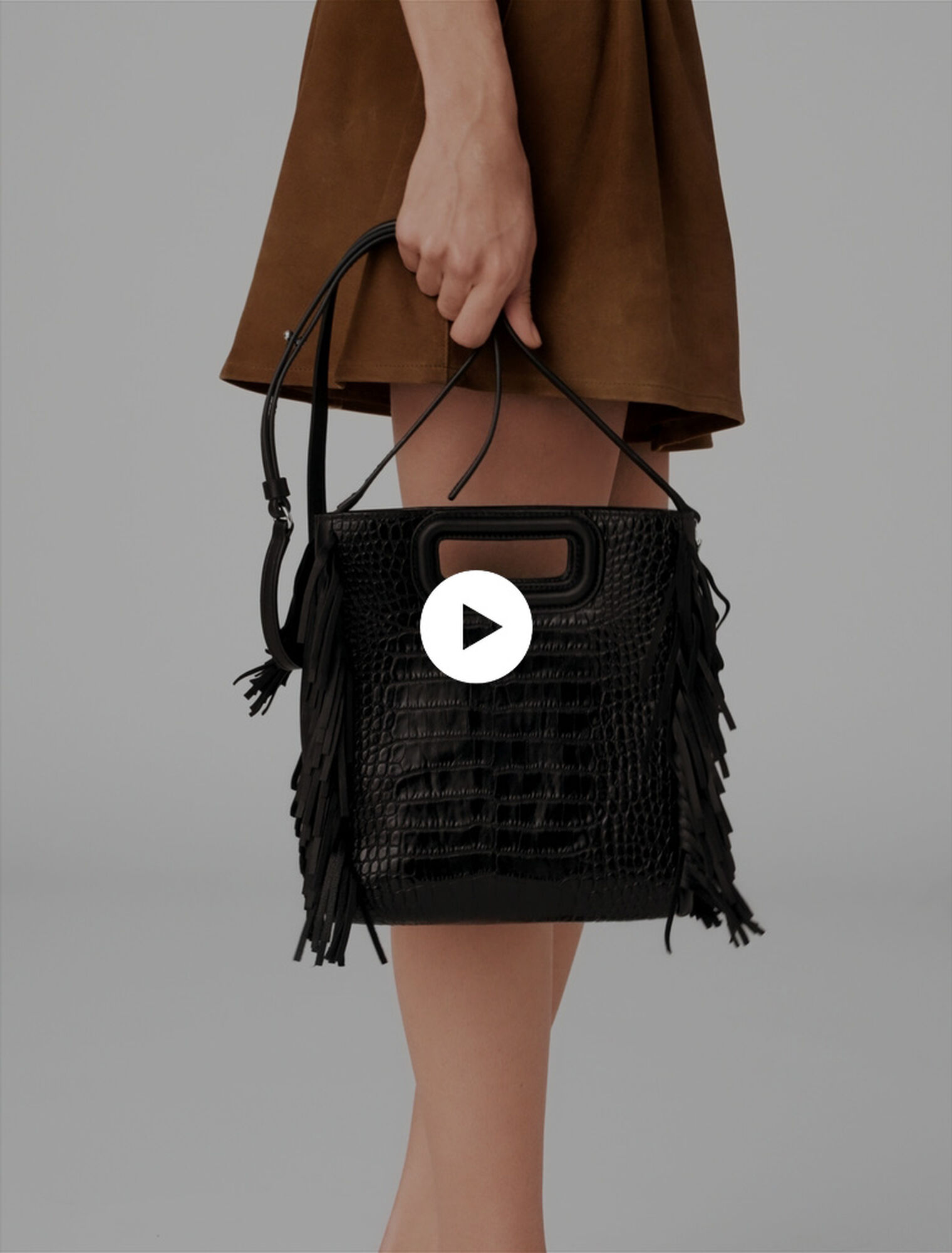 Crocodile-effect leather M bag