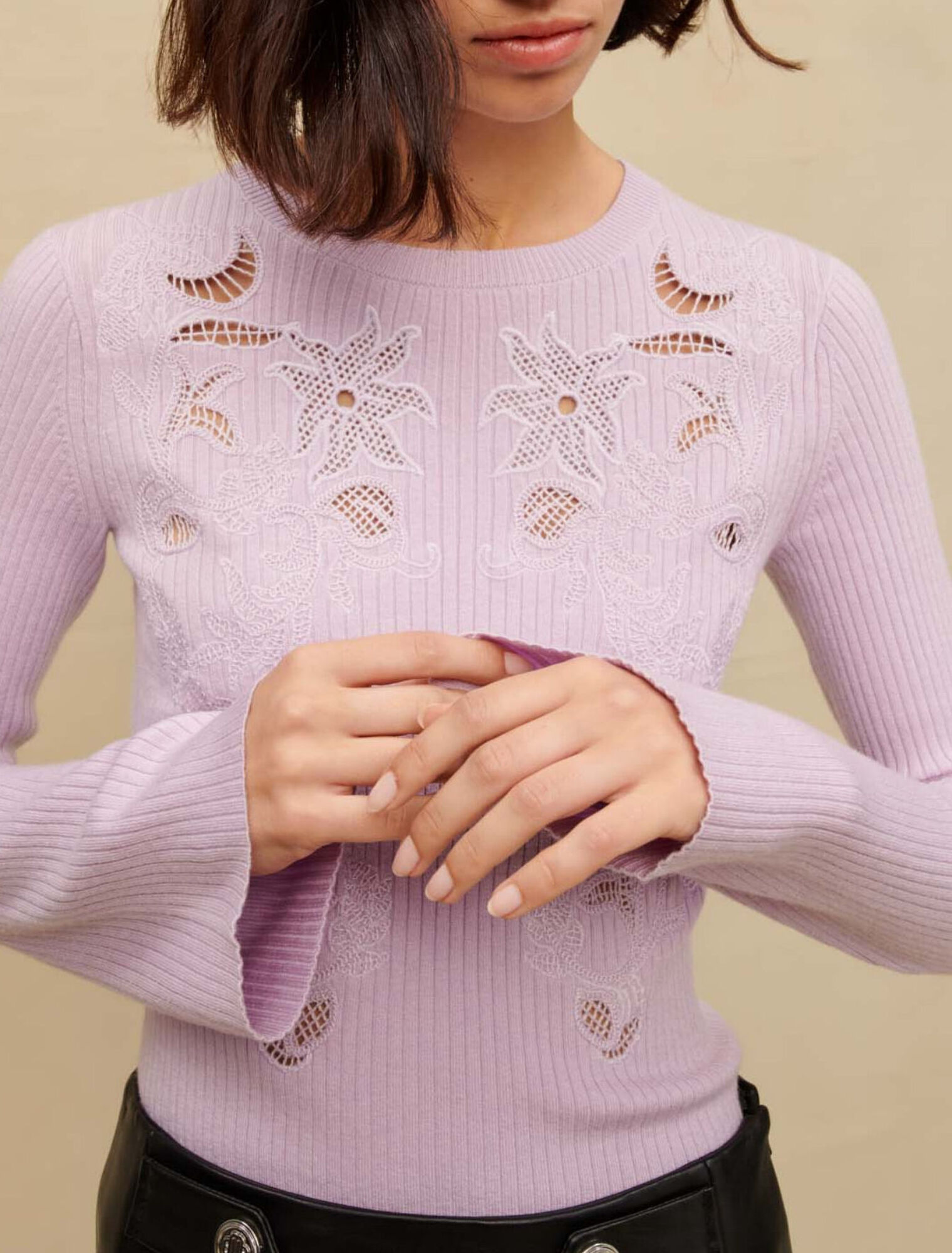Jumper with openwork motifs